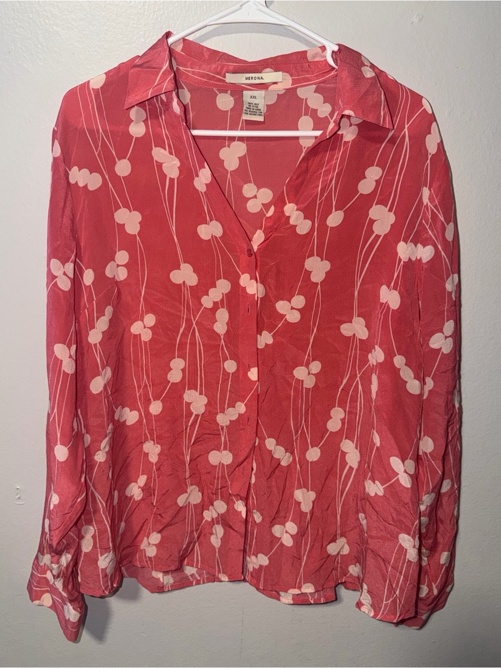 Merona Coral Pink Button-Up Blouse 2 XL